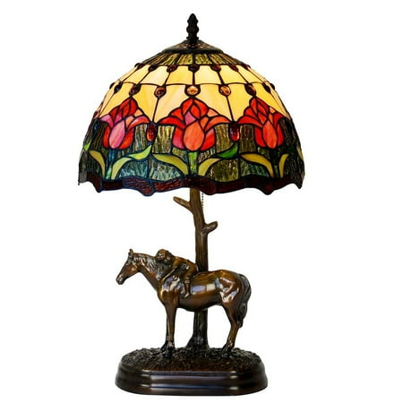 Bieye L10018 12 Inches Tulip Style Stained Glass Table Lamp Bieye L10018 12 Inches Tulip Style Stained Glass Table Lamp With 100 Brass