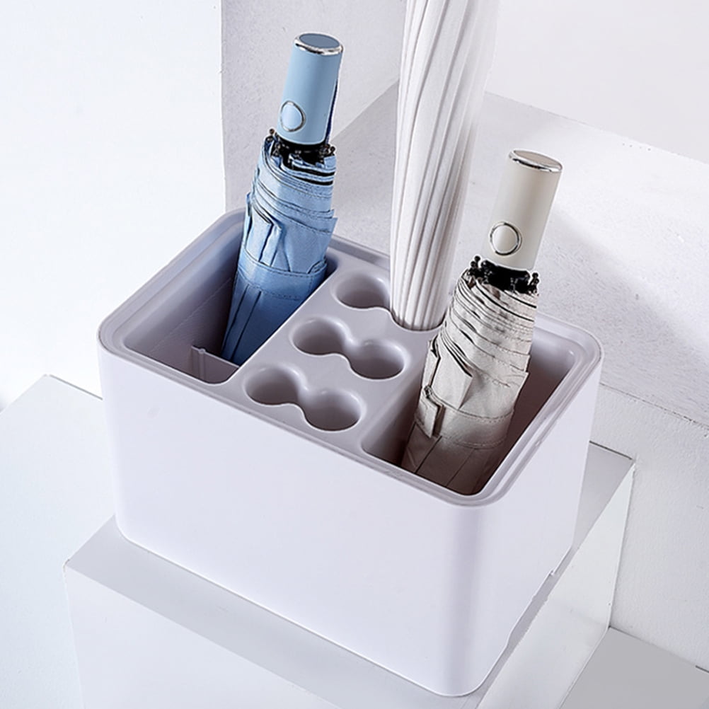 UPOUART White Umbrella Stand with Removable Drip Tray, Multi-Purpose Indoor Umbrella Holder for Home and Office