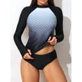 thumbnail image 2 of Charmo Women's Long Sleeve Rashguard Swimsuit Fish Scales Swimwear Shirt Tops Sun Protection with Thumb Holes, 2 of 6