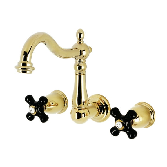 Kingston Brass KS1252PKX Duchess Double-Handle Wall Mount Bathroom Faucet, Polished Brass