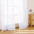 thumbnail image 3 of Hiasan White Sheer Curtains 84 inch Long with Grommet-Light Filtering Contemporary Window Drapes with Tie-backs for Living Room, Bedroom, 52" x 84", 2 Panels Set, 3 of 11