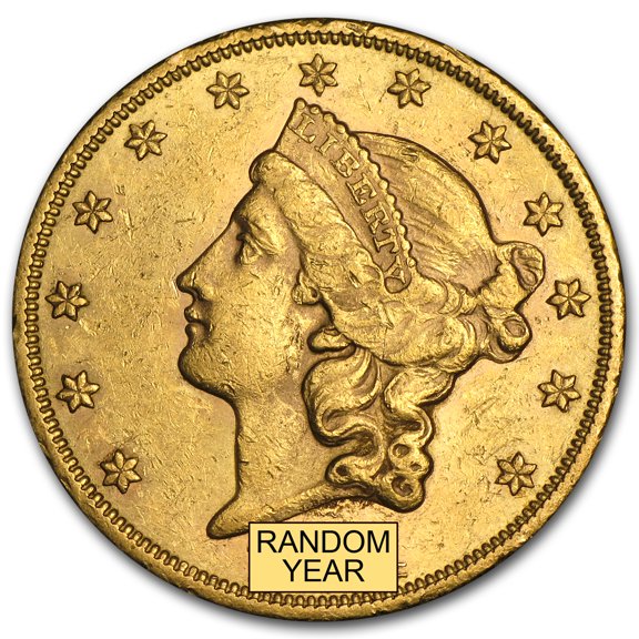 1866-1876 $20 Liberty Gold Double Eagle Type 2 AU