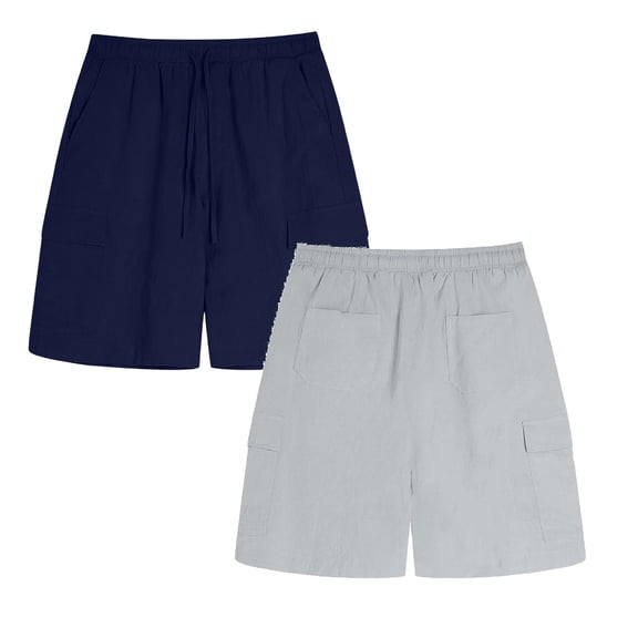 XEGLSBU 2 Pack Boys Shorts Casual Pull on Elastic Waist Summer Solid Color Shorts for Teen Size 15-16 Years