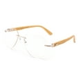 thumbnail image 3 of Aviator Clear Lens Glasses with Bamboo Temple Oversized Frameless Clear Lens UV Protection for Men & Women, 3 of 3