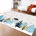 thumbnail image 3 of Merry Christmas Area Rug 4x6ft Christmas Snowman Snowflakes Tree Blue White Linen Non-Slip Washable Square Rugs Soft Felt Indoor Floor Mat for Bedroom Kitchen Living Room Bathroom, 3 of 8