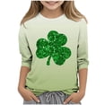 thumbnail image 1 of COM1950s Vêtements pour Fillettes, Vêtements d'Été pour Fillettes, Été et Printemps Mode Enfants Col Rond Manches 3/4 T-Shirt Imprimé Saint-Patrick Blouse, Vêtements pour Fillettes, 1 of 8