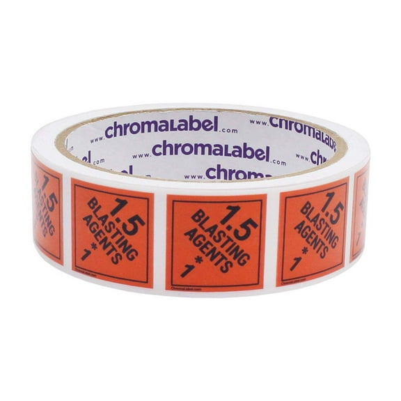 1" x 1" Permanent Durable D.O.T. Hazard Labels: Class 1.5 Blasting Agents, 250/Roll