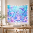 thumbnail image 5 of Iridescent Castle in Deep Blue and Lavender Seas, Dreamy Fantasy for Ocean Lovers, Underwater Wall Art, Birthday Gift, Tapestry Wall Hanging for Bedroom and Living Room, 5 of 7