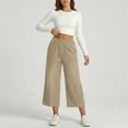 thumbnail image 5 of ADSSDQ Capri Jeans for Women Wide Leg Jeans Woman Stretchy Pull On Jeans High Waist Denim Jean Capris Pant with Pocket Khaki 3XL, 5 of 8