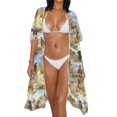 thumbnail image 3 of HELLHERO Fashion Bathing Suit Cover Up for Summer Polyester One Size Long Kimono Swimsuit Cover Up Wild Western Horse Herd Print, 3 of 6