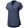 thumbnail image 6 of Womens Tops V Neck Button Short Sleeved Slit Top T Shirt Classic Round Neck With Print Cotton And Linen Suitable for All Body Types & Daily Wear Package Size 25X25X2Cm 5Xl Shirts for Women, 6 of 8