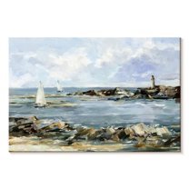 Elephant Stock Rocky Shore Coastline I Wall Art - Horizontal Canvas Wall Art - Living Room Wall Decor - Beach Canvas - Blue And Brown Decor By Ethan Harper - 36" x 24"