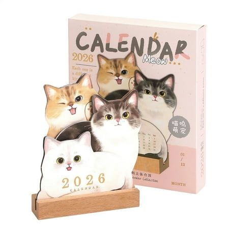 2026 Pet Theme Desktop Calendar - Academic Schedule Pad with Puppy Kitten Designs for Office, School, Classroom & Home Use