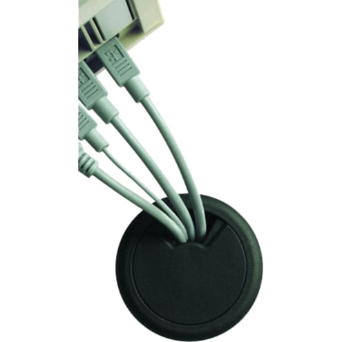 Black Cord Away Wire Organizer Grommet 80mm 3 1/8 Diameter 3 Adjustable Openings