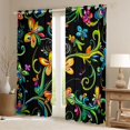 thumbnail image 2 of Manfei Country Plant Floral Blackout Curtains Set of 2 (52x84 Each),Rustic Botanical Flower Window Curtains,Green Black Yellow Curtains and Drapes For Adults,Ultra Soft Home Decor, 2 of 6
