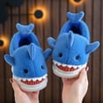 thumbnail image 2 of Tisuna Little Boys Girls Plush Slippers Shark Print Soft Sole Easy On Shoes Cute Fashion Autumn Winter Kids Slippers Blue Size 3.5-4 Years, 2 of 5
