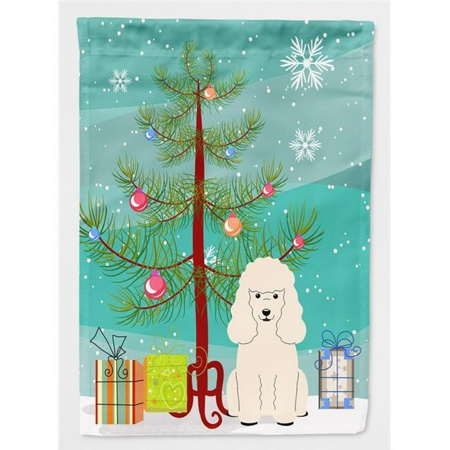 Carolines Treasures BB4195GF Merry Christmas Tree Poodle White Flag Garden Size