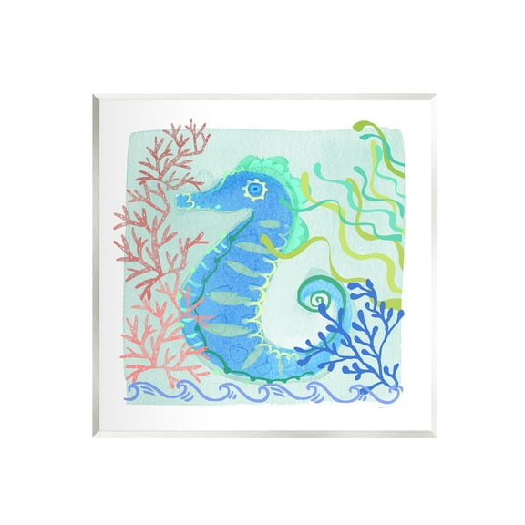 Stupell Industries Funky Seahorse Portrait Layered Sea Life Botanicals Graphic Art Unframed Art Print Wall Art, Design by unknown
