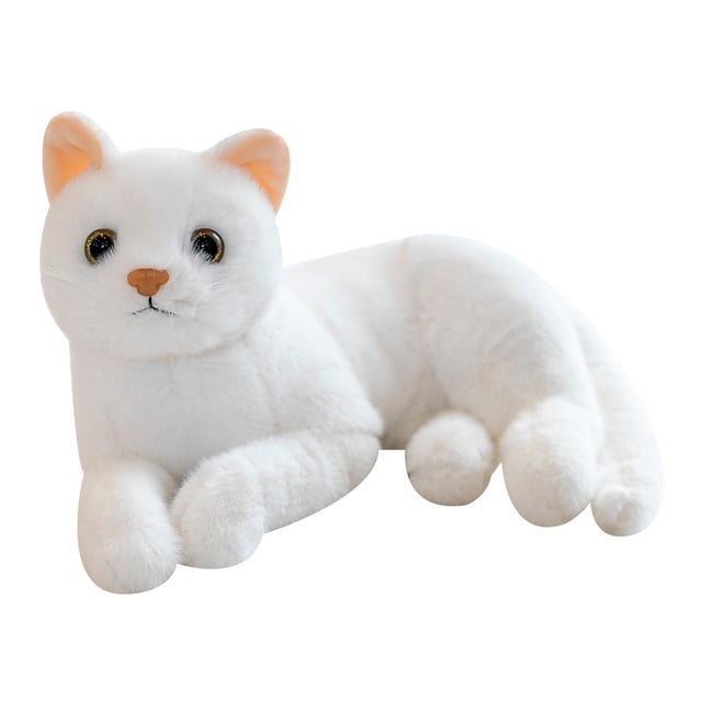 Muñeco de peluche realista con forma de gato, ideal para regalar en el dormitorio o la sala de estar. Blanco