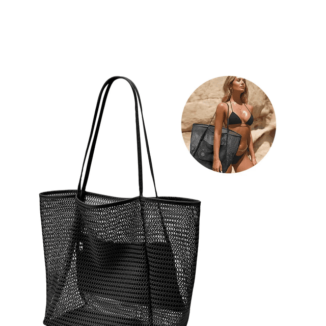 Bolso De Playa De Gran Capacidad Para Mujer Xtellar Negro