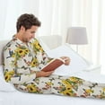 thumbnail image 6 of Hirioo Bird Sunflowers for Men's Pajama Sets 2 Piece Pjs Men's Long-Sleeved Pajama Set Button Down Sleepwear,S-XXL-X-Large, 6 of 7