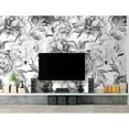 thumbnail image 2 of GK Wall Design  Charcoal Flower Monochrome Peony Peel&Stick Wallpaper H:114"  x W:204", 2 of 4