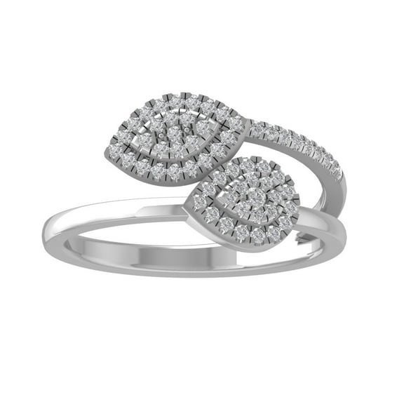 ARAIYA FINE JEWELRY 14K White Gold Round Lab Grown Diamond Marquise and Pear Shape Band Ring (1/4 cttw, VS Clarity, D-E Color) Size 5.5