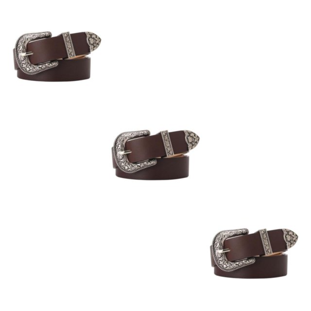 Guardoinrt Ceintures en Faux Cuir avec Boucle Sculptée pour Femmes Jeans Robe Type Café 3Set
