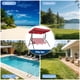 thumbnail image 4 of Columpio para Jardín + Terraza Exterior – Banco para 3 Personas con Estructura de Acero, Cojines Impermeables y Toldo Ajustable – Color Rojo/Blanco a Rayas – Ideal para Patio y Áreas Exteriores, 4 of 8