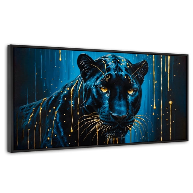 Cuadro Decorativo Canvas Revolution Marco Flotante Mirada Nocturna 120x60 Marco Negro