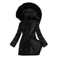 thumbnail image 2 of Womens Long Winter Warm Coat Fleece Lined Puffer Jackets with Hood Zip up Windproof Thicken Quilted Outerwear New Business Casual Jackets for Women Black XXL, 2 of 8