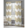 thumbnail image 2 of Light Brown Sheer Curtains 108 inches Long 2 Panels Set Sea Wave Ripple Stripe Tiers Sheers Rod Pocket Small Window Short Curtains for Kitchen Cafe, Each 52" W x 108" L, 2 of 7