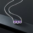 thumbnail image 4 of Gem Stone King 925 Sterling Silver Purple Amethyst Three-Stone Pendant Necklace for Women (2.70 Ct Oval Gemstone Birthstone with 18 inch Silver Chain), 4 of 4