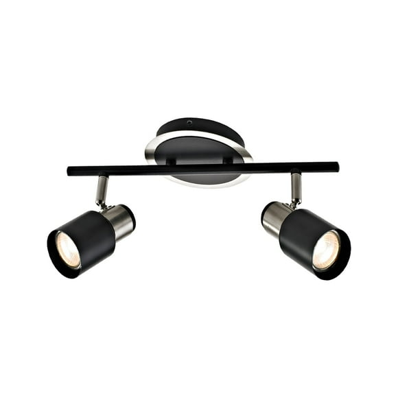 Xtricity - 2-Head Track Light, 14.6'' Width, From the Harbour Collection, Brushed Nickel and Black