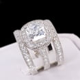 thumbnail image 2 of 4.35ct Halo Cushion Cut Bridal Wedding Engagement Ring Diamond Simulated 925 Sterling Silver Anniversary Ring SKU:00180, 2 of 4