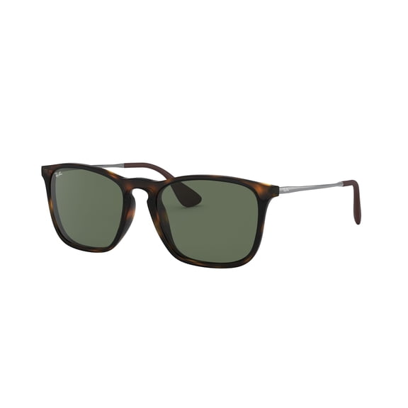 RAY-BAN RB4187 CHRIS Square Shape Sunglasses Polished Light Havana Frame | Dark Green Lens 54mm