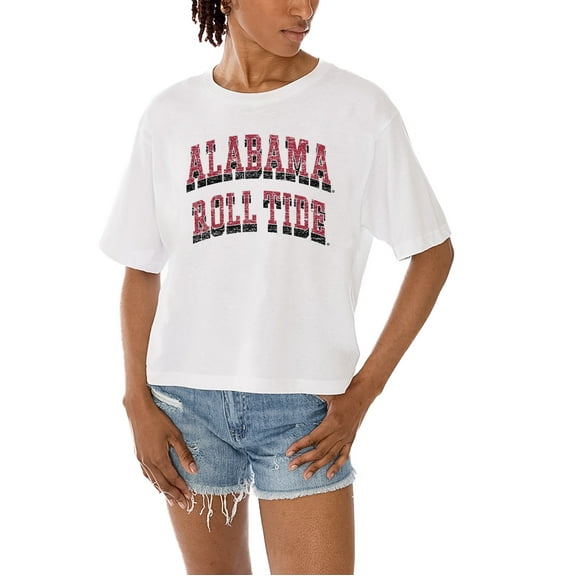 Women's Gameday Couture White Alabama Crimson Tide Claim To Fame Boxy Cropped T-Shirt