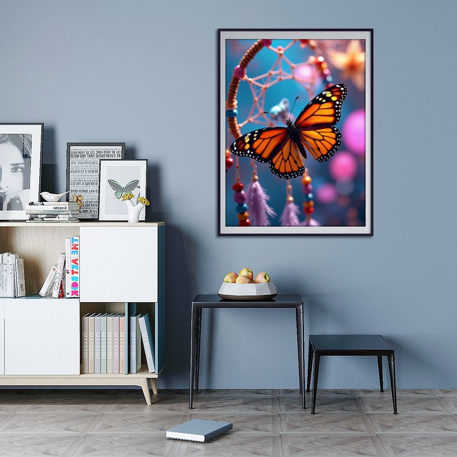 Diamond Art Kits for Adults - Modern Butterfly Burnt Orange Print No.1060 5D Frameless Dimond Painting Kit for Adults Beginner, Round Diamond Kits for Home Wall Decor, Gift for Women