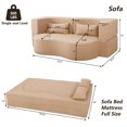 thumbnail image 5 of Sofas for Two 2-in-1 Convertible Sofa Bed, Full Size Folding Loveseat Couch with Soft Teddy Fabric, No Assembly Needed, Floor Sofa Mattress with 2 Pillows, Space-Saving Futon for Small Living Room, D, 5 of 10