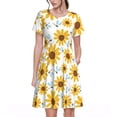 thumbnail image 1 of Bixox Robe d'Été à Manches Courtes pour Femmes Robe Ample Longueur Genou avec Poches-Tournesols, 1 of 7