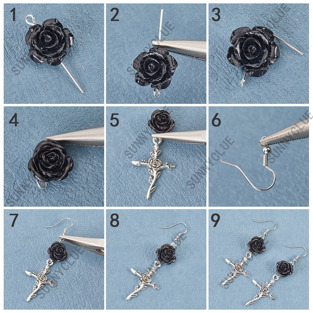 1 Box 10 Pairs Earring Kits Alloy Bats Charms Star Moon Phase Charm Red Black Gothic Charms Charms for Jewelry Making Kits DIY Dangle Earrings Gift Adults Supplies