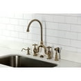 thumbnail image 2 of Kingston Brass KS7793AXBS English Country Bridge Kitchen Faucet with Brass Side Sprayer, Antique Brass, 2 of 8