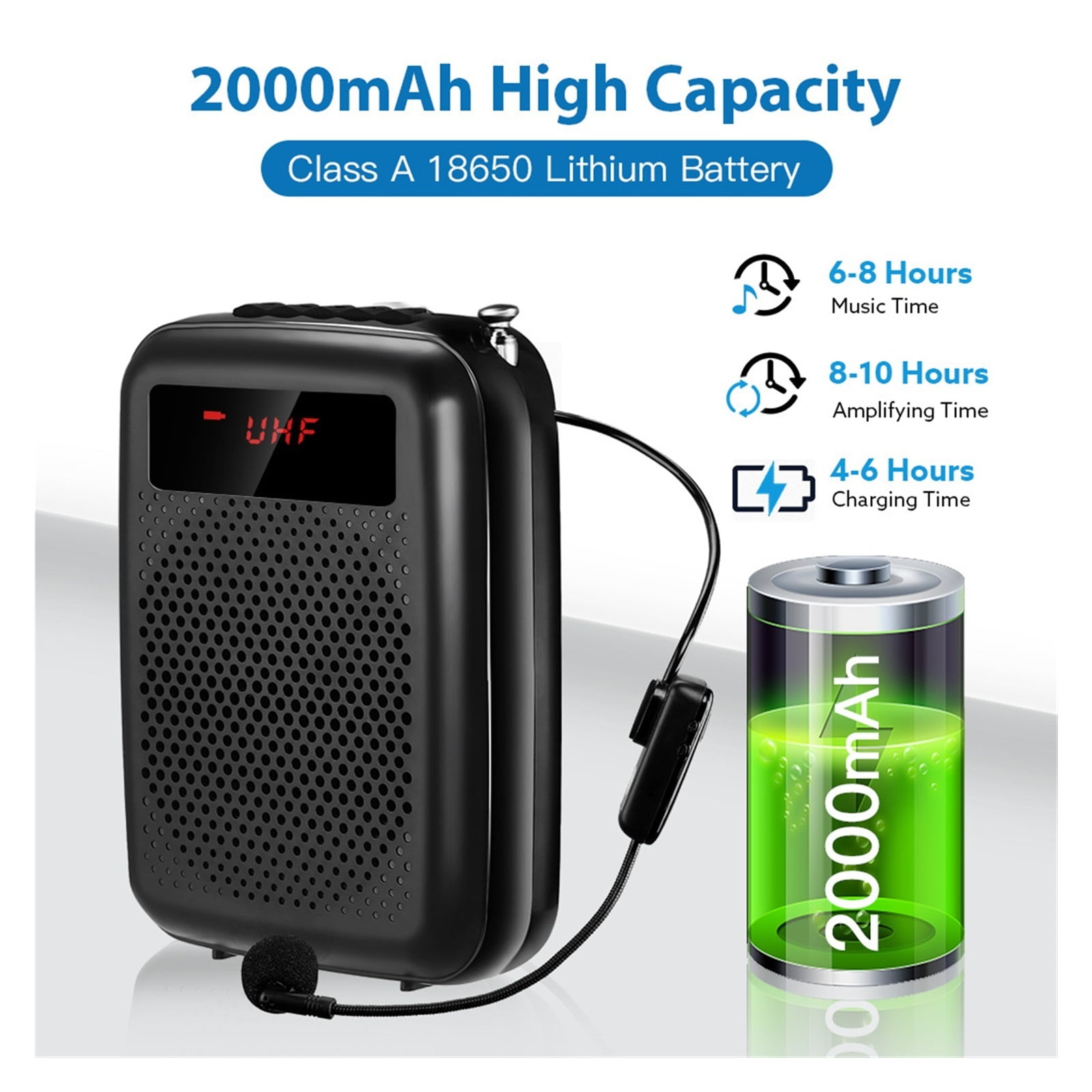 Voice Amplifier Wired Microphone FM Radio AUX Audio Recording Blue-tooth Speaker For Teachers Instructor Mini Megaphone