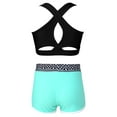 thumbnail image 2 of Hansber Kids Girls 2 Piece Dance Sport Outfit Crop Top with Shorts Set for Gymnastics Dancing or Geometric Black 8, 2 of 7