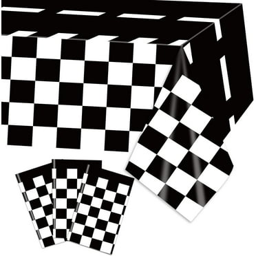 XD4-3 Packs Checkered Race Car Tablecovers Racing Car Tablecloth Black and White Checkered Tablecovers for Kids Car Theme Birthday Party Decorations Two Fast Birthday Baby Shower*04