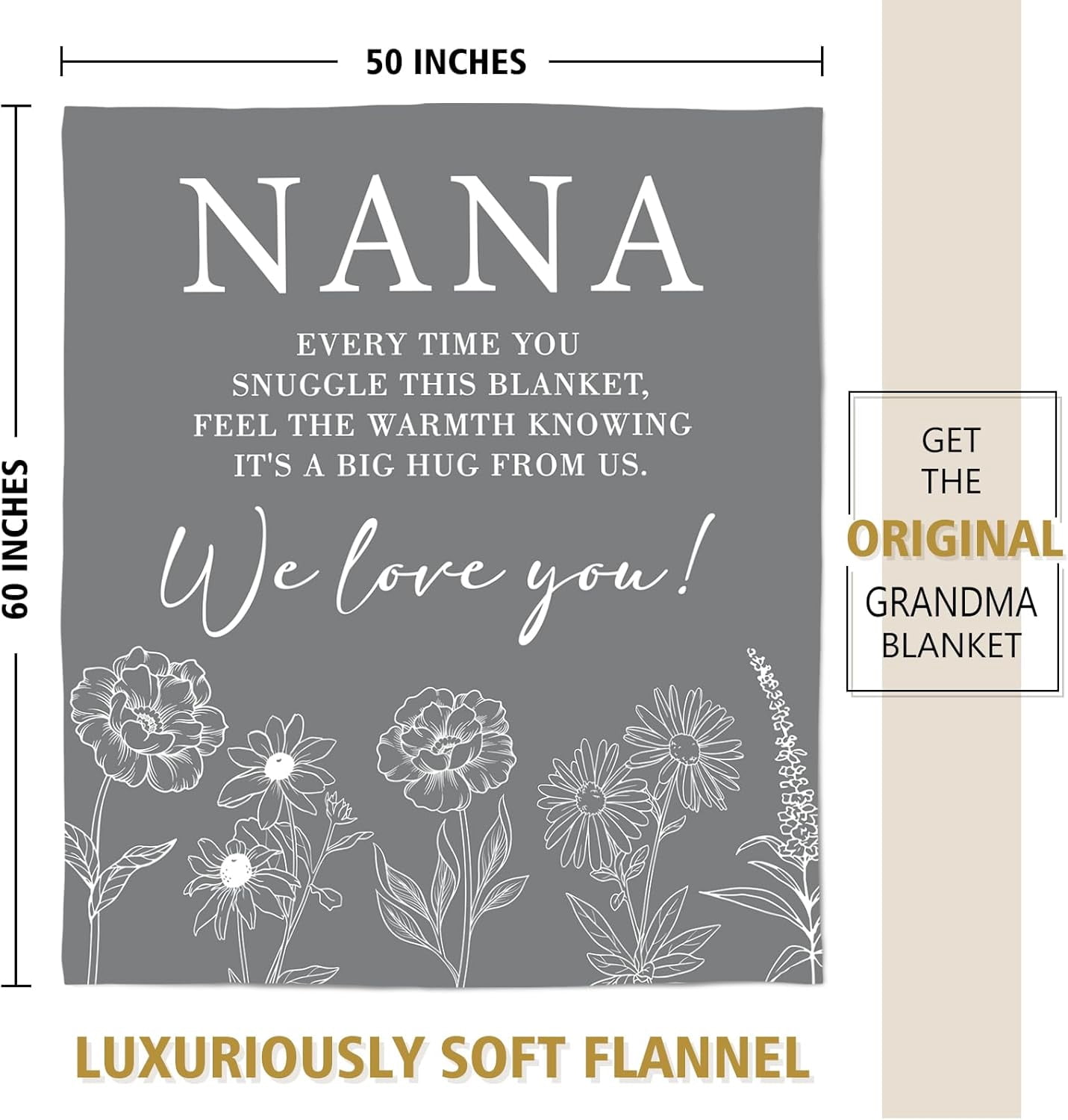 Nana Gifts, Gifts for Nana Blanket, Nana Birthday Gift from Grandkids, to My Nana Grandma Throw Blanket