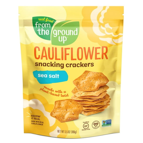 Real Food From The Ground Up Cauliflower Sea Salt Snacking Crackers, 3.5 Oz