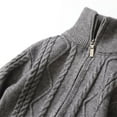 thumbnail image 6 of Odeerbi Kids Boys Girls Full Zip Cardigan Sweater Ribbed Knit Turtleneck Sweater Winter Warm Lamb Down Fabric Sweater Streak Sheep Wool Hooded Zipper Sweater Dark Gray, 6 of 6