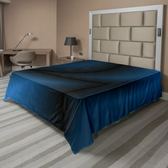 Ambesonne Navy Flat Sheet, Deep in the Ocean Sealife, California King, Dark Blue