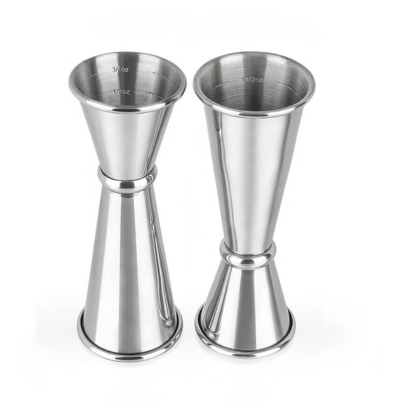 4-Piece Dual-Sided Bartending Jigger Set - 1oz & 2oz Measured Markings, Stainless Steel, Food-Grade Cocktail Measuring Tool for Professional & Home Bars